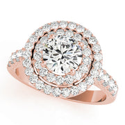 14K Rose Gold Diamond Halo Engagement Ring 2ctw