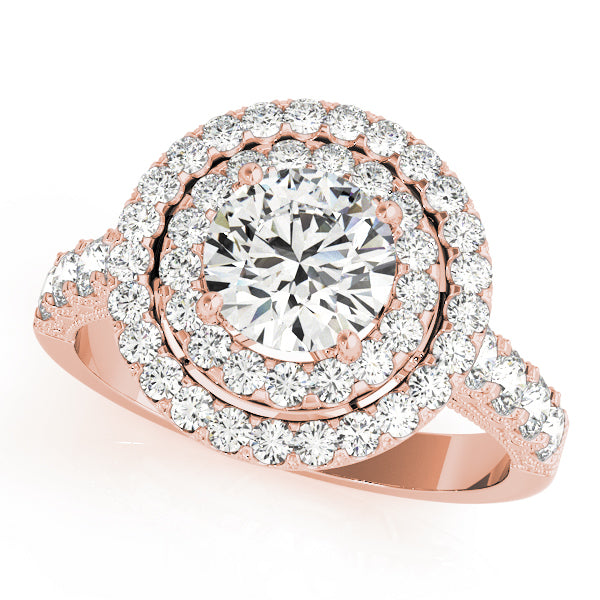 18K Rose Gold 2 CT Diamond Halo Engagement Ring