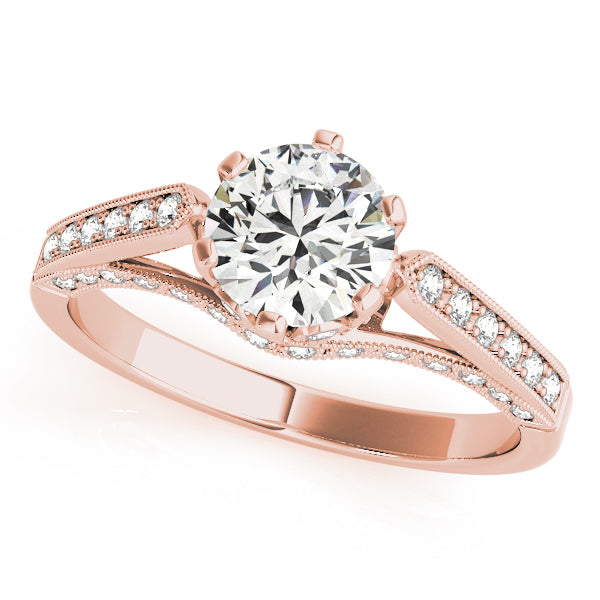 14K Rose Gold Diamond Single Row Engagement Ring