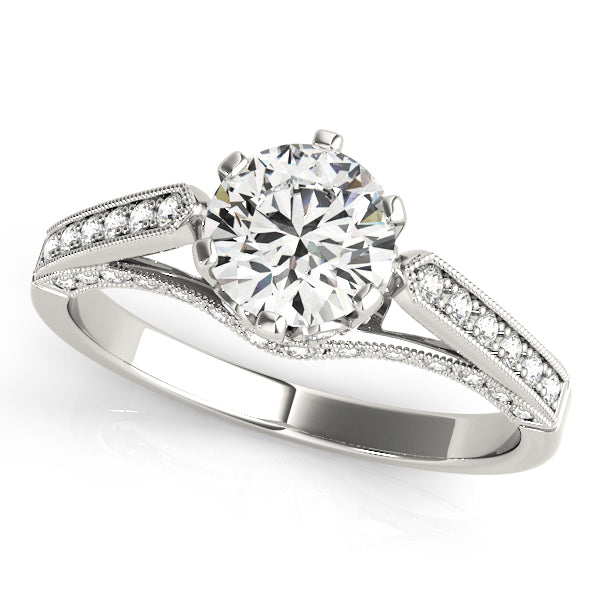 Round Diamond Single Row Engagement Ring
