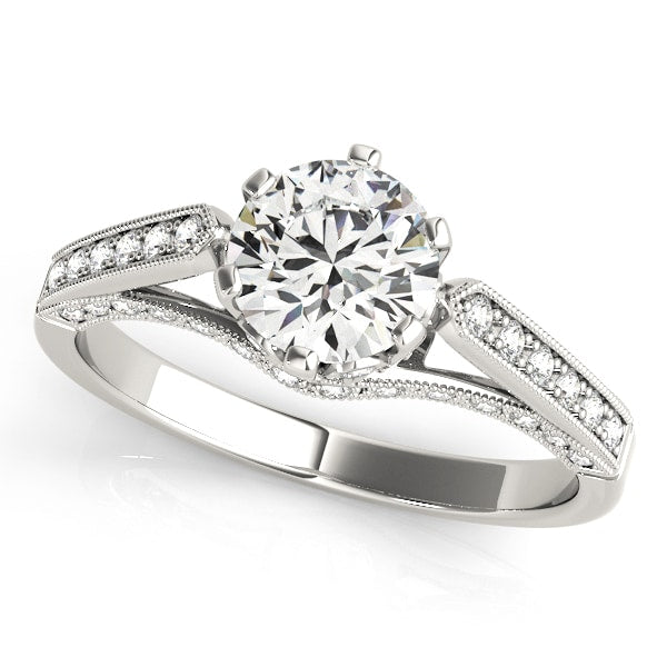 14K White Gold 1 ct tw Single Row Diamond Engagement Ring