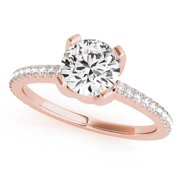 18K Rose Gold 1 3/4 ct tw Single Row Diamond Engagement Ring