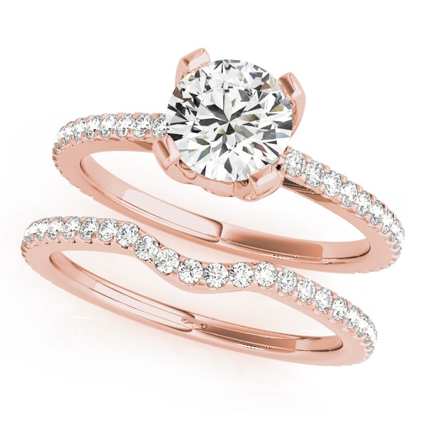 18K Rose Gold 3/4 ct tw Single Row Diamond Engagement Ring