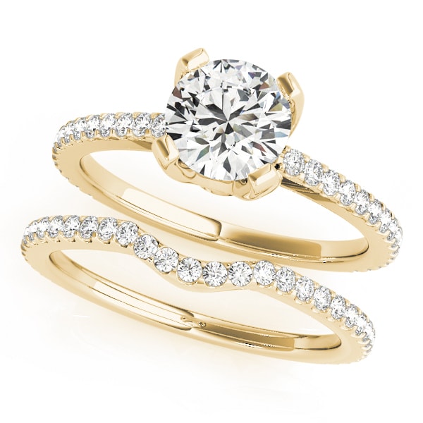 18K Yellow Gold 3/4 ct tw Single Row Diamond Engagement Ring