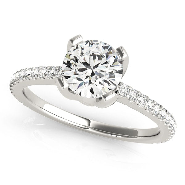 Platinum 3/4 ct tw Single Row Diamond Engagement Ring