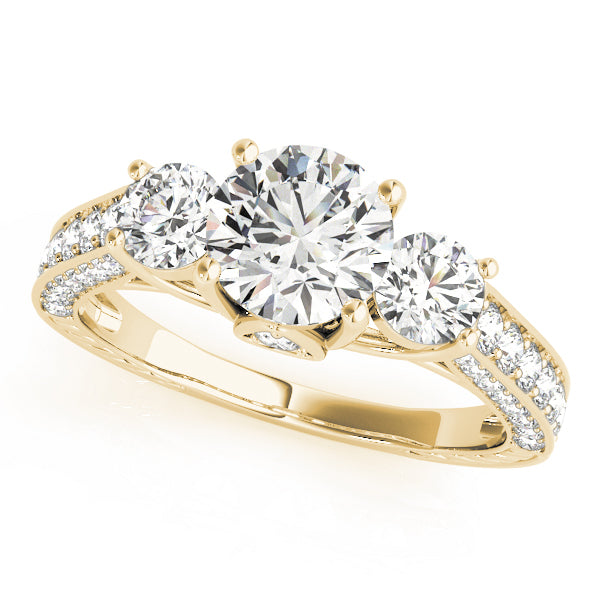 18K Yellow Gold 1 7/8 ct tw Three Stone Diamond Engagement Ring
