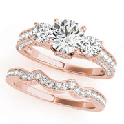 14K Rose Gold 1 7/8 ct tw Three Stone Diamond Engagement Ring