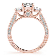 18K Rose Gold 1 7/8 ct tw Three Stone Diamond Engagement Ring
