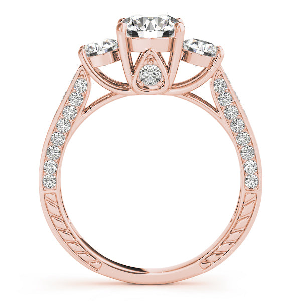 18K Rose Gold 1 7/8 ct tw Three Stone Diamond Engagement Ring