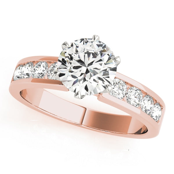 14K Rose Gold 1 1/2 ct tw Single Row Diamond Engagement Ring