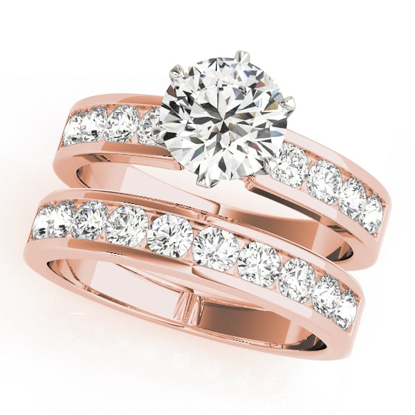 18K Rose Gold 1 1/2 ct tw Single Row Diamond Engagement Ring