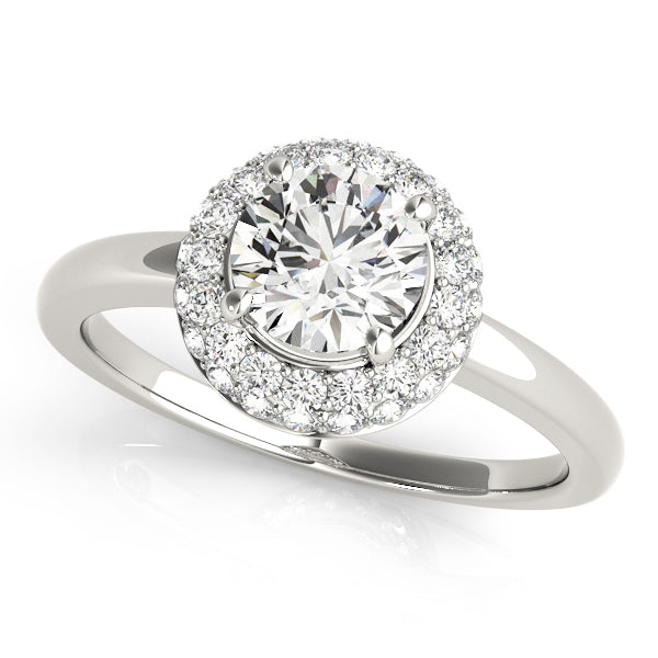 1 CT Round Diamond Halo Engagement Ring