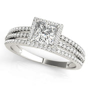 1 CT Square Diamond Halo Engagement Ring