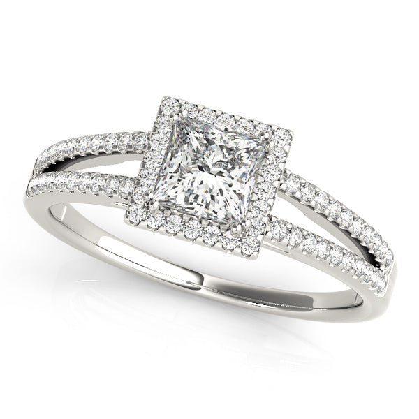 0.75 CT Square Diamond Halo Engagement Ring