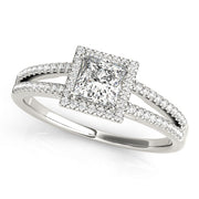0.75 CT Square Diamond Halo Engagement Ring