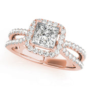 18K Rose Gold 1.16 ctw Diamond Halo Engagement Ring