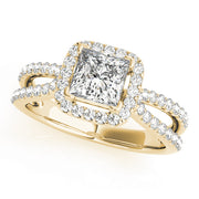 14K Yellow Gold Diamond Halo Engagement Ring