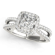 0.75 CT Square Diamond Halo Engagement Ring