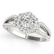1 CT Round Diamond Halo Engagement Ring