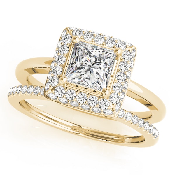 14K Yellow Gold 1 1/5 ct tw Halo Diamond Engagement Ring