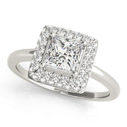 0.75 CT Square Diamond Halo Engagement Ring