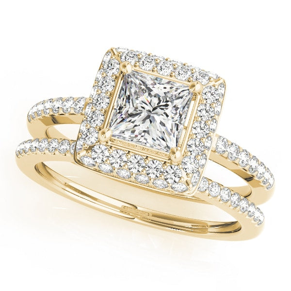 18K Yellow Gold 1 1/5 ct tw Halo Diamond Engagement Ring