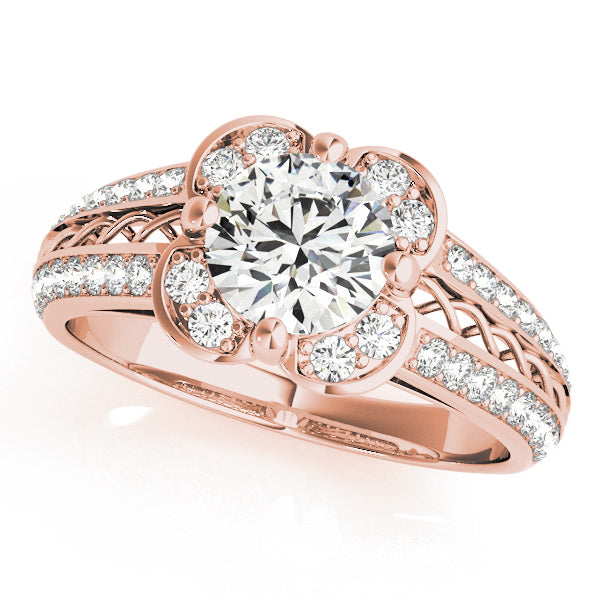 14K Rose Gold 1 3/8 ct tw Halo Diamond Engagement Ring