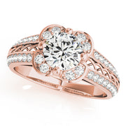 18K Rose Gold 1 3/8 ct tw Halo Diamond Engagement Ring