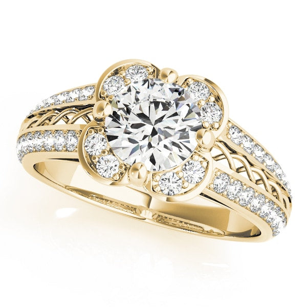 18K Yellow Gold 1 3/8 ct tw Halo Diamond Engagement Ring