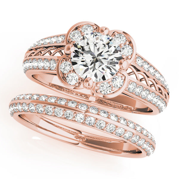14K Rose Gold 1 3/8 ct tw Halo Diamond Engagement Ring