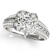 18K White Gold 1 3/8 ct tw Halo Diamond Engagement Ring
