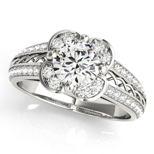 18K White Gold 1 3/8 ct tw Halo Diamond Engagement Ring