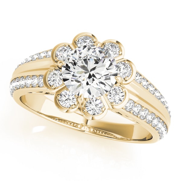 14K Yellow Gold 1 3/8 ct tw Halo Diamond Engagement Ring