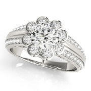 14K White Gold 1 3/8 ct tw Halo Diamond Engagement Ring