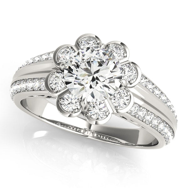 14K White Gold 1 3/8 ct tw Halo Diamond Engagement Ring