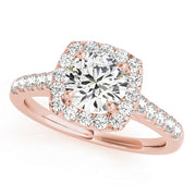 18K Rose Gold Round Diamond Halo Engagement Ring