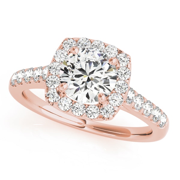 18K Rose Gold 1 1/2 ct tw Halo Diamond Engagement Ring