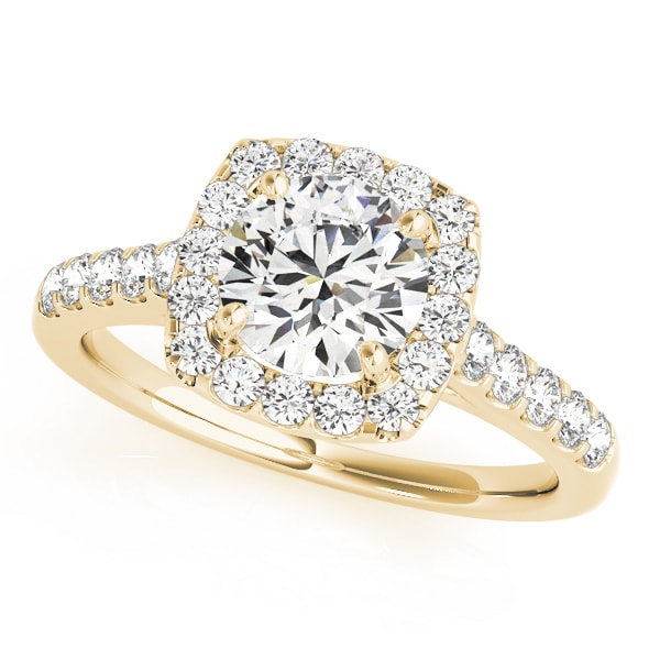18K Yellow Gold 1 1/2 ct tw Halo Diamond Engagement Ring