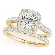 14K Yellow Gold 1 1/2 ct tw Halo Diamond Engagement Ring