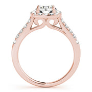 14K Rose Gold 1 1/2 ct tw Halo Diamond Engagement Ring