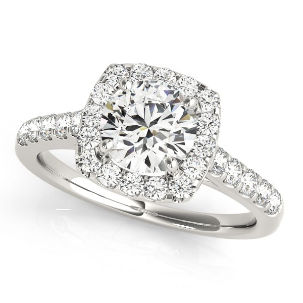 Platinum 1 1/2 ct tw Halo Diamond Engagement Ring