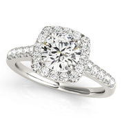 1 CT Round Diamond Halo Engagement Ring
