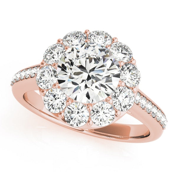 18K Rose Gold 1 3/4 ct tw Halo Diamond Engagement Ring