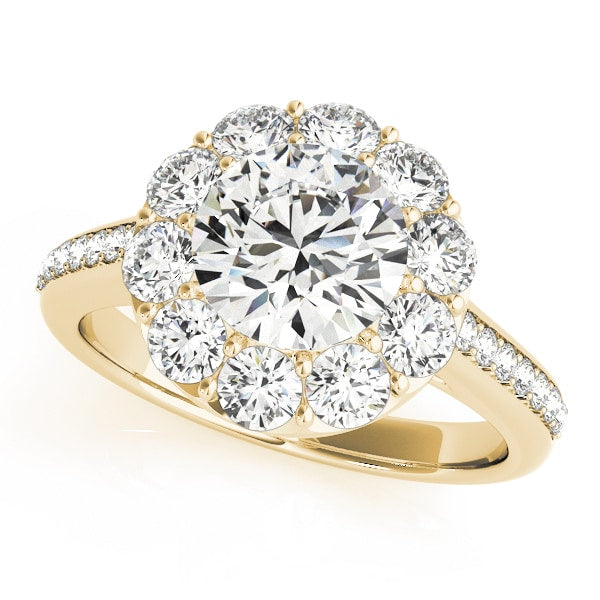 18K Yellow Gold 1 3/4 ct tw Halo Diamond Engagement Ring