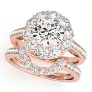 14K Rose Gold 1 3/4 ct tw Halo Diamond Engagement Ring