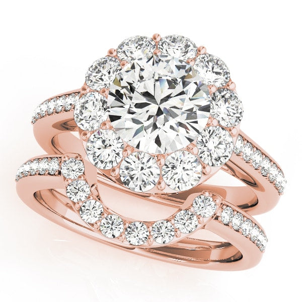 14K Rose Gold 1 3/4 ct tw Halo Diamond Engagement Ring
