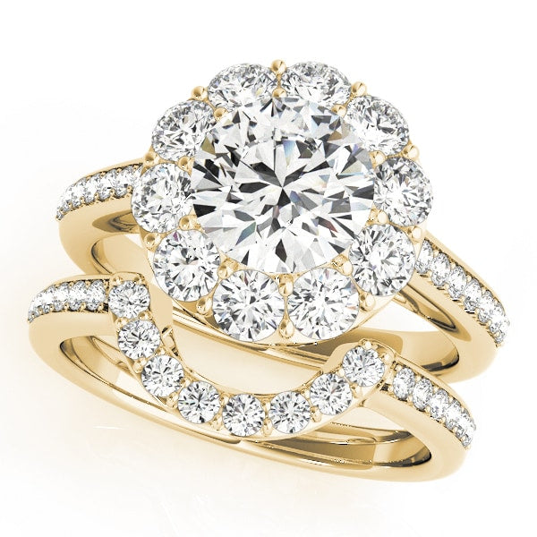 14K Yellow Gold 1 3/4 ct tw Halo Diamond Engagement Ring