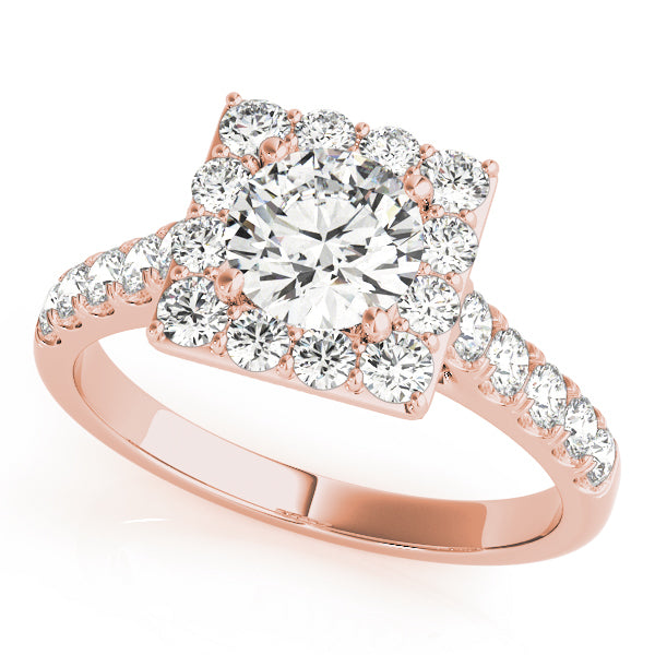 14K Rose Gold 1 ct Diamond Halo Engagement Ring