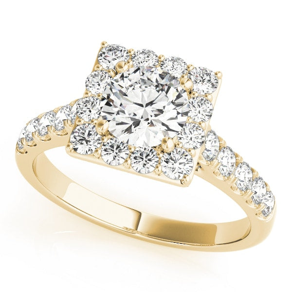 14K Yellow Gold 1 3/4 ct tw Halo Diamond Engagement Ring
