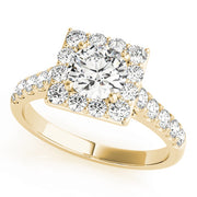 18K Yellow Gold Round Diamond Halo Engagement Ring